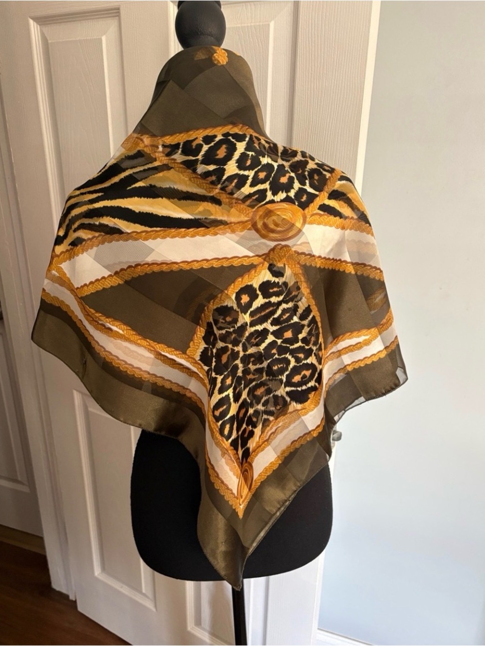 Luxury Silk Scarf Bundle | Animal Print & Baroque Chain Print Scarves - Picture 3 of 9